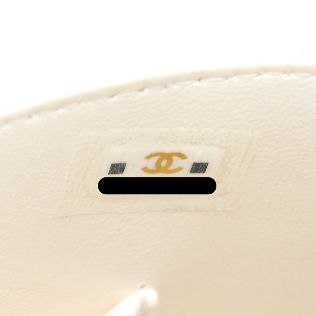 Chanel Top Handle Round Vanity with Chain Lambskin White  (Microchip)