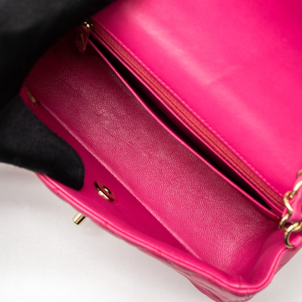 Chanel Mini Rectangular Flap Bag Lambskin Pink L