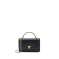 Chanel Top Handle Wallet On Chain Lambskin Black Brushed  (Microchip)