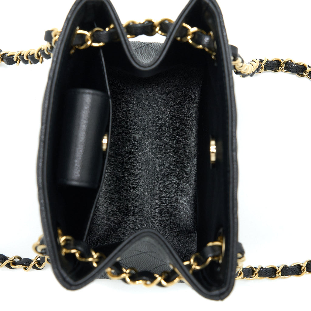 Chanel 23C Mini Bucket Bag Caviar Black L (Microchip)
