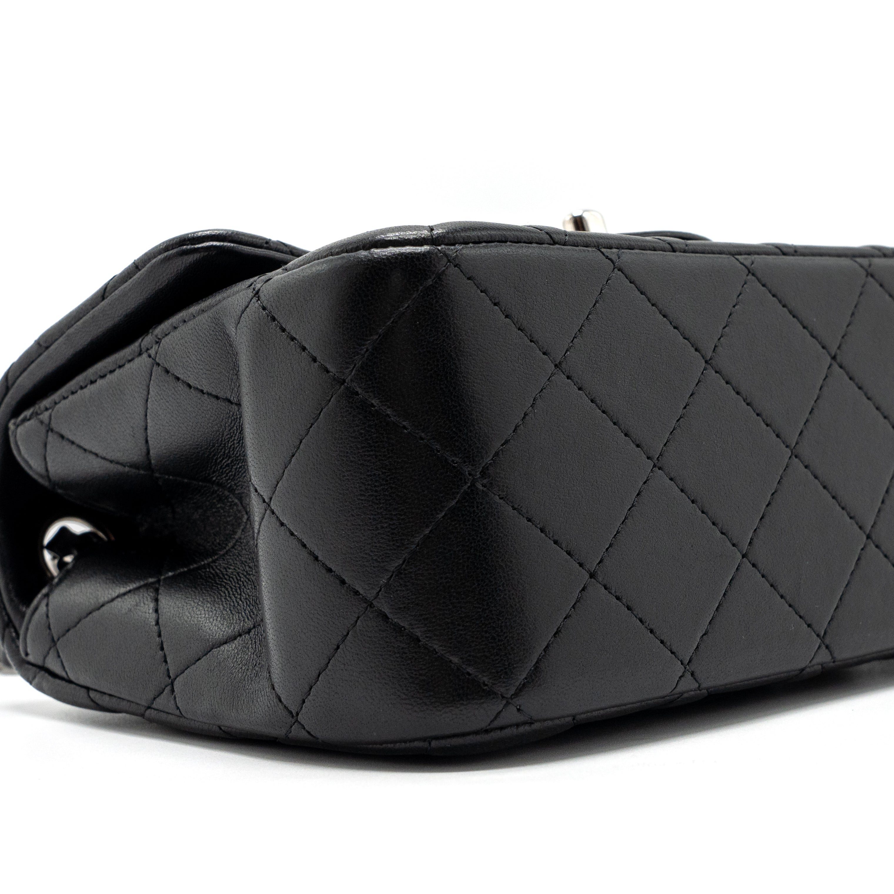 Chanel mini square flap bag lambskin black