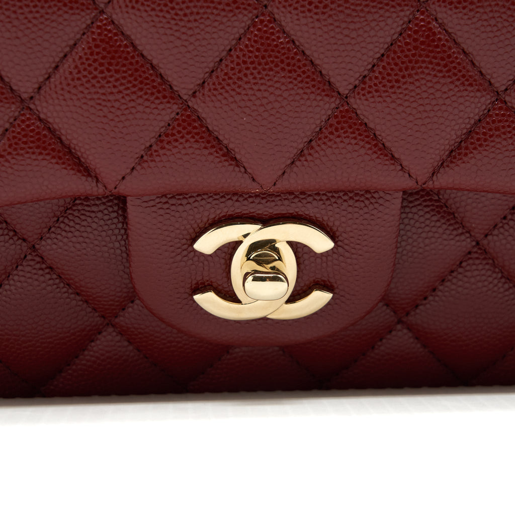 Chanel Medium Classic Double Flap Bag Caviar Dark Red L