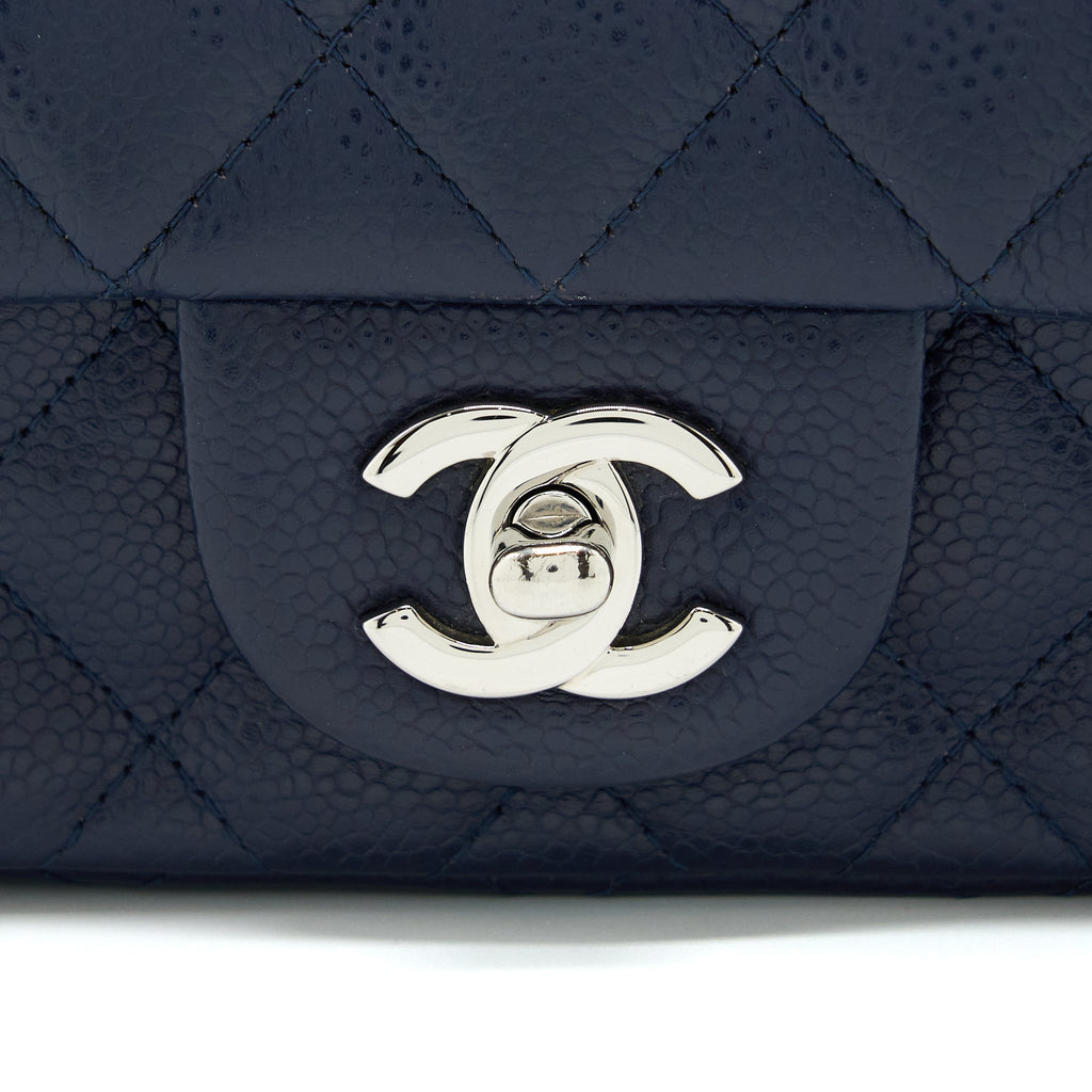 Chanel Mini Square Flap Bag Caviar Navy