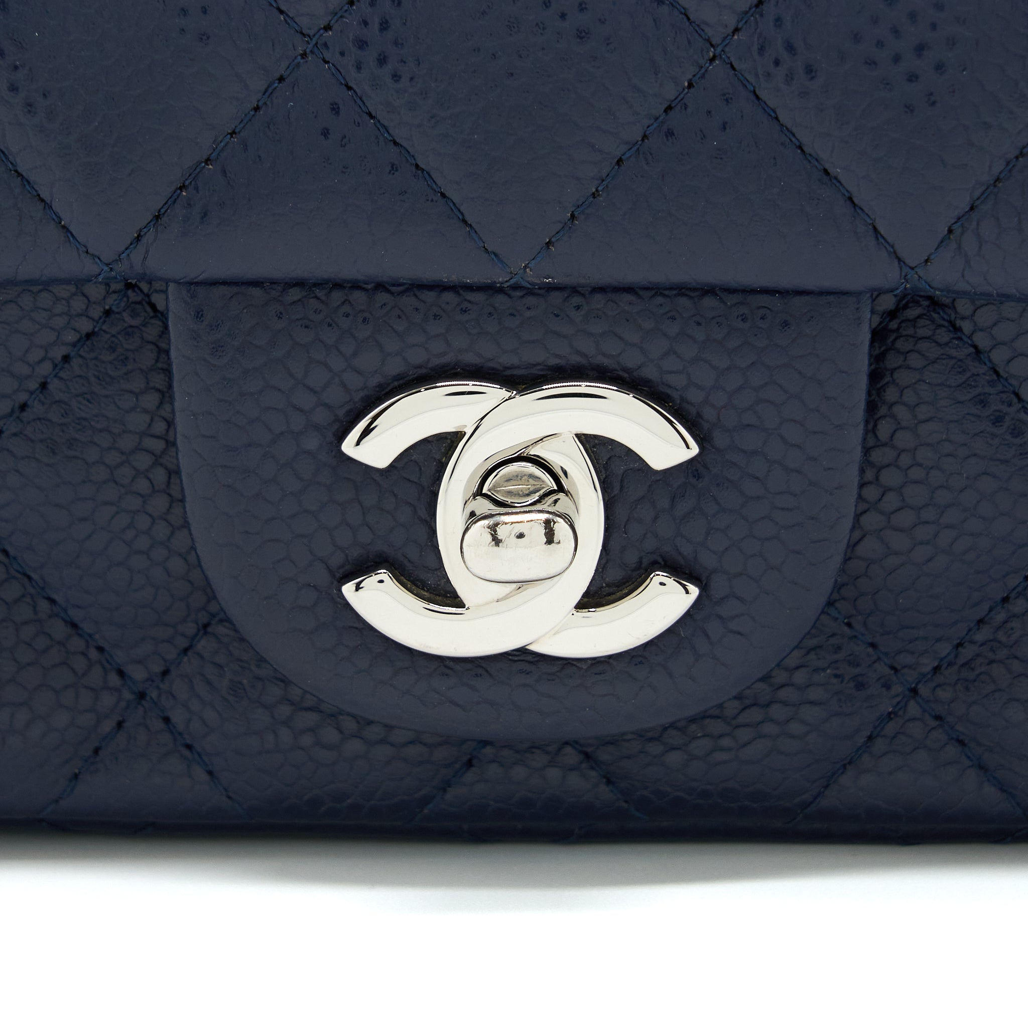Chanel Mini Square Flap Bag Caviar Navy