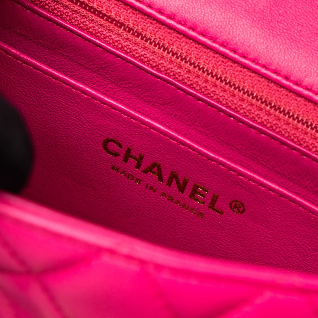 Chanel Mini Rectangular Flap Bag Lambskin Pink L