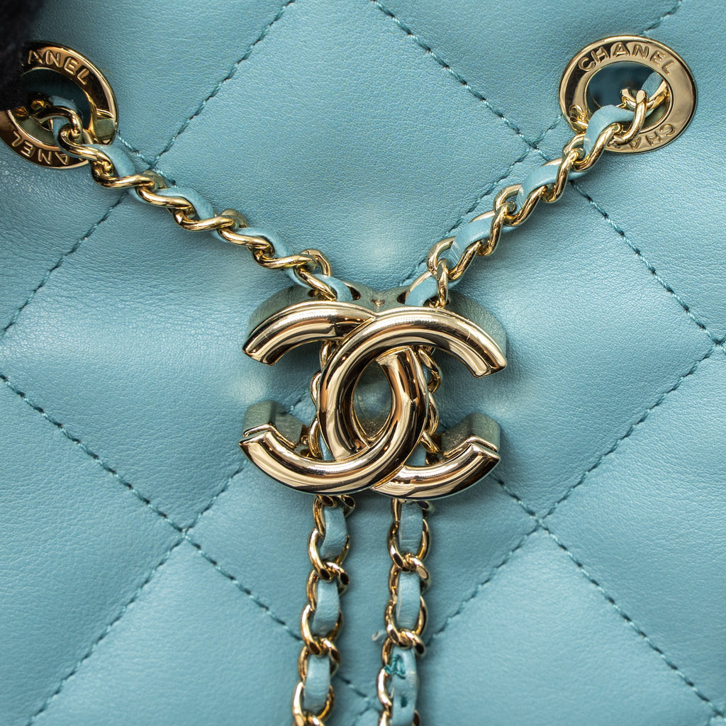 Chanel Bucket Bag Calfskin Light Blue L