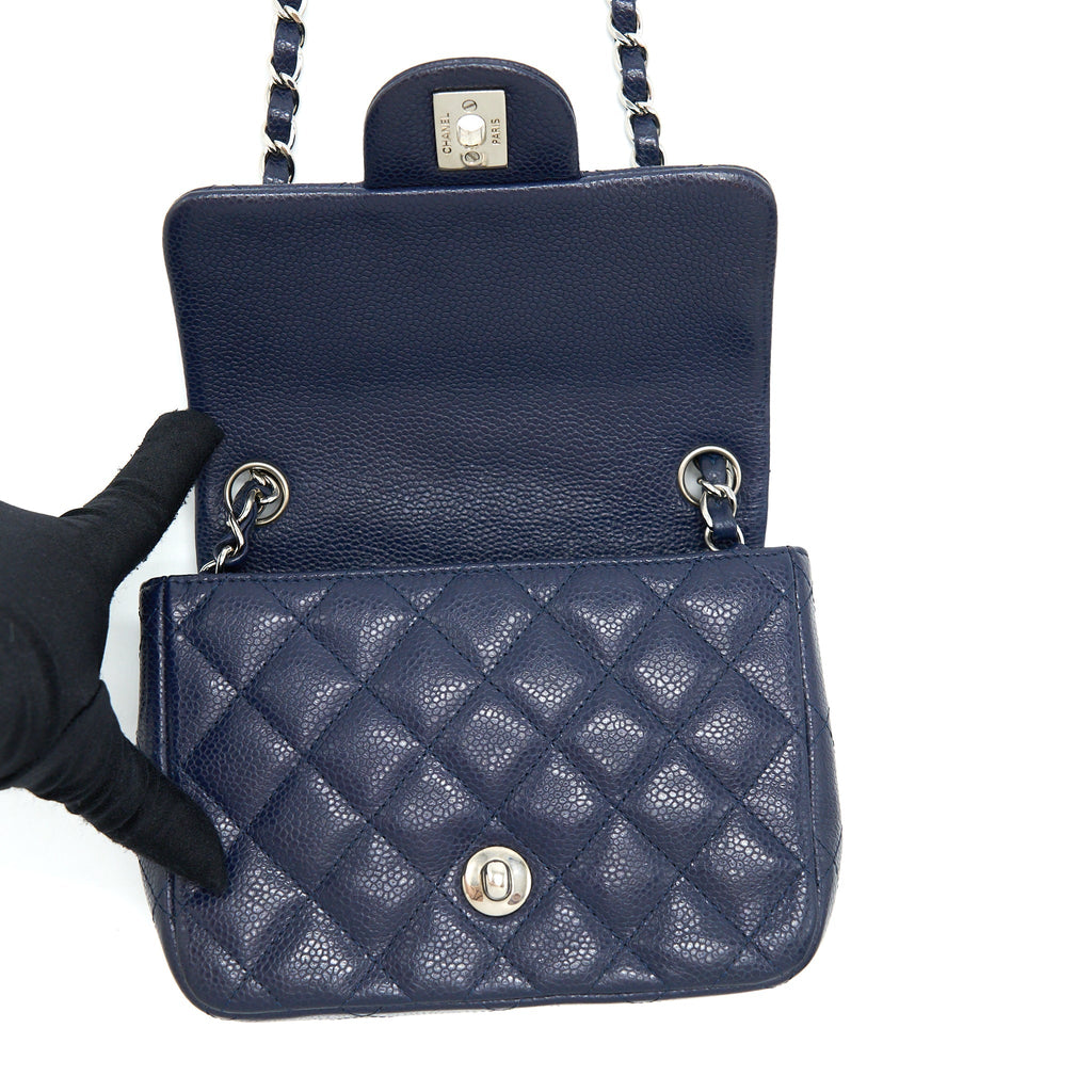 Chanel Mini Square Flap Bag Caviar Navy