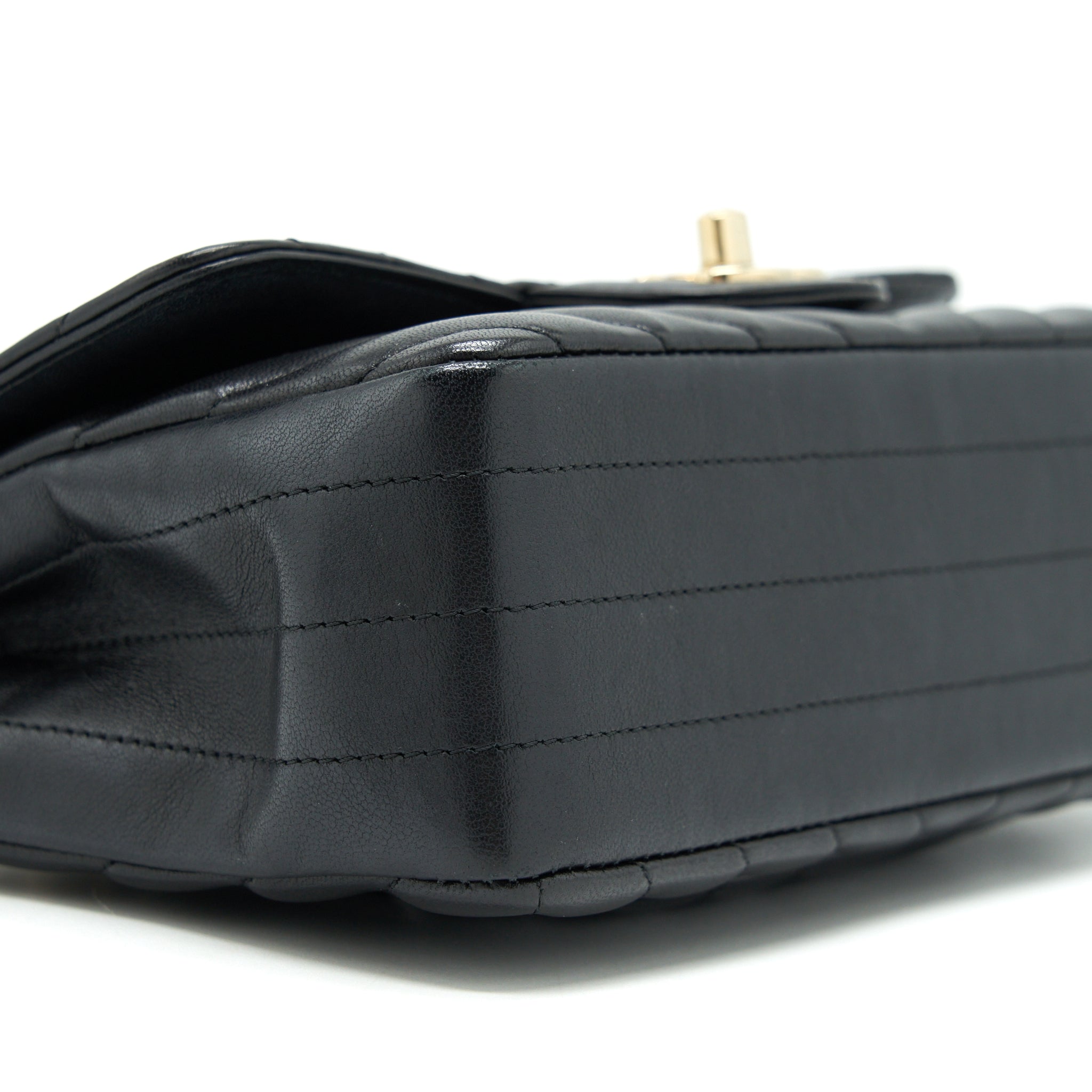 Chanel Chevron Mini Rectangular Flap Bag Lambskin Black L