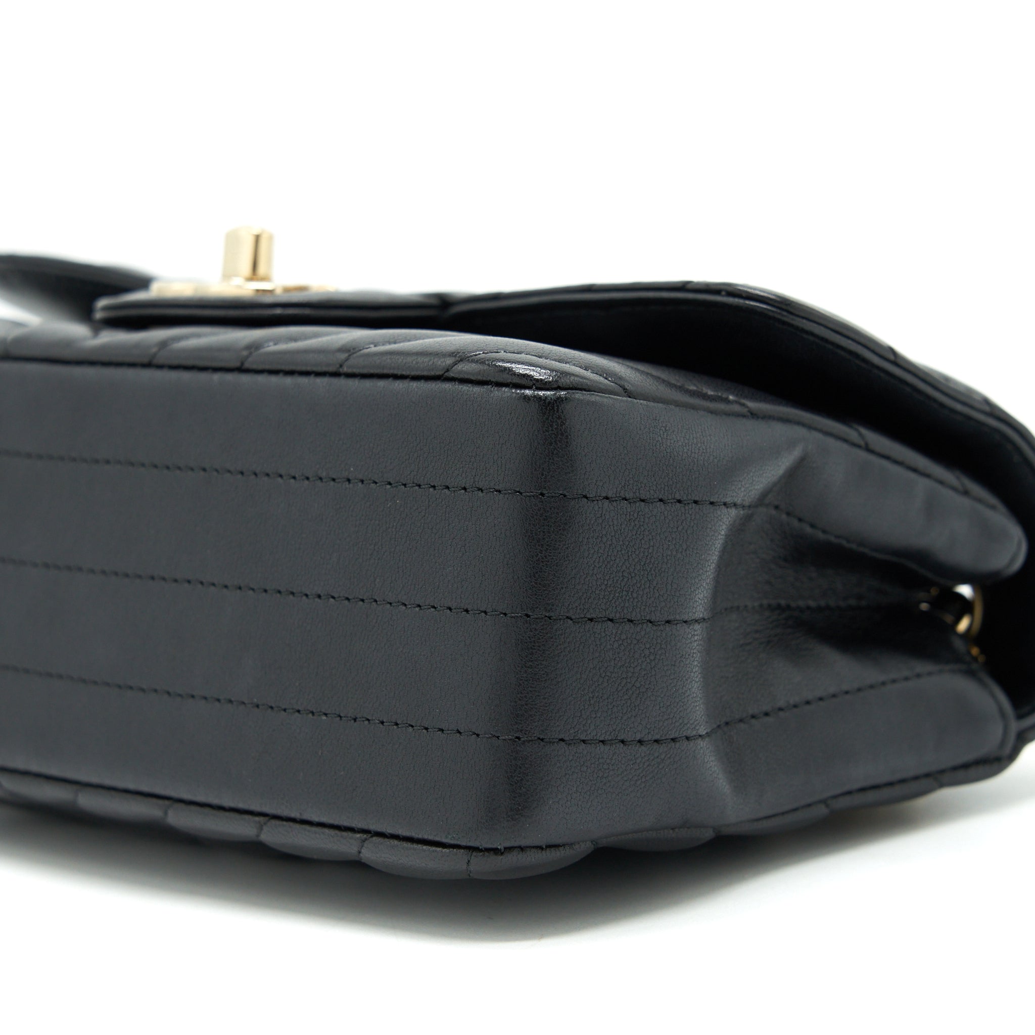 Chanel Chevron Mini Rectangular Flap Bag Lambskin Black L