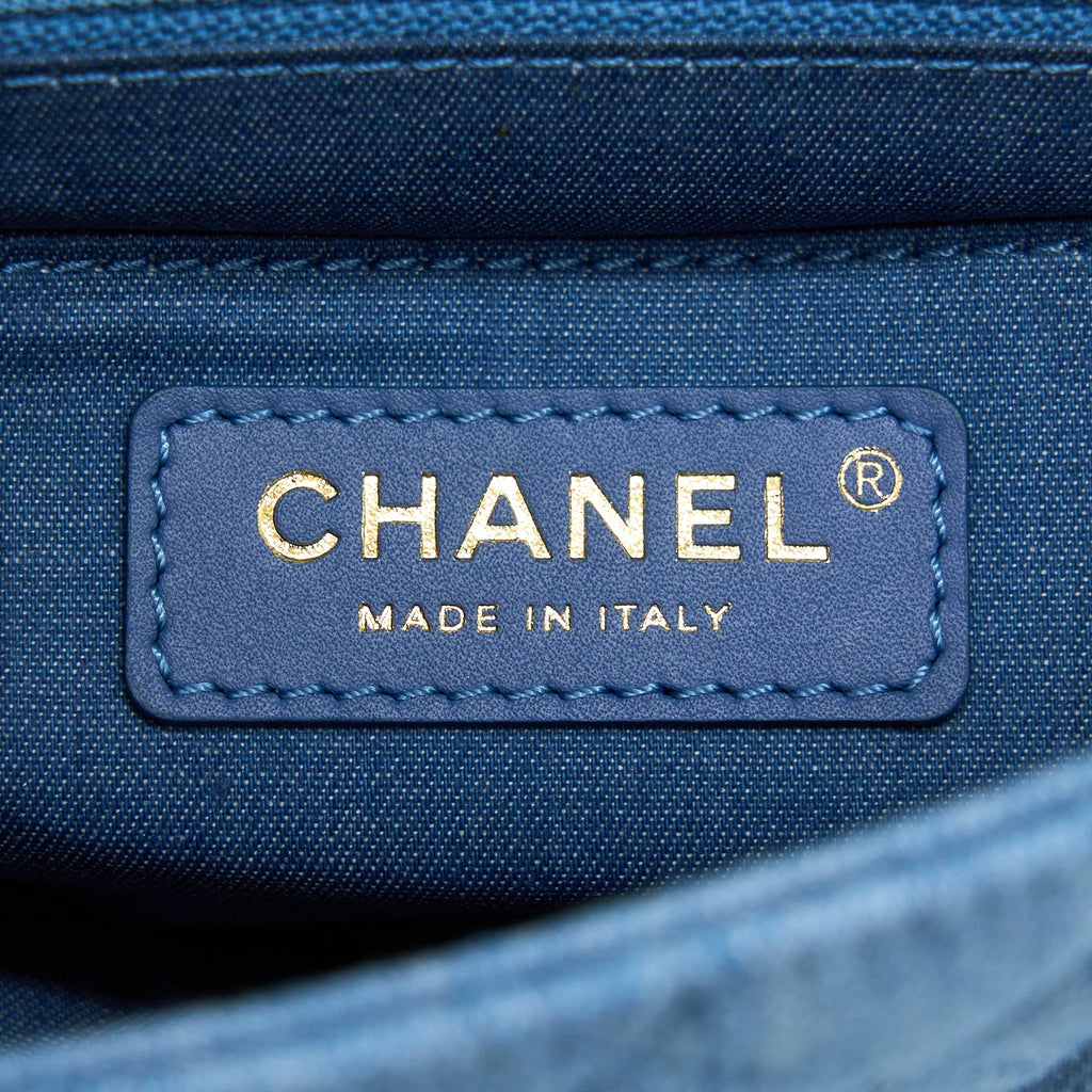 Chanel 22C Denim Pearl Crush Mini Square Flap Bag
