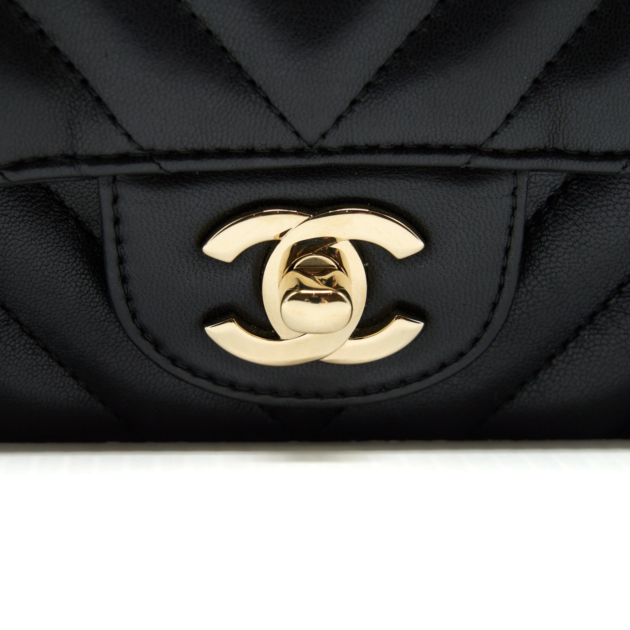 Chanel Chevron Mini Rectangular Flap Bag Lambskin Black L