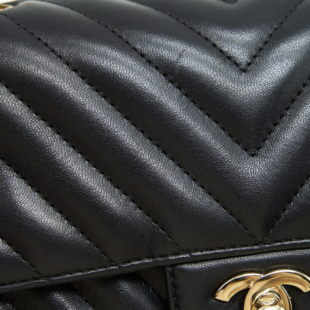 Chanel Chevron Mini Rectangular Flap Bag Lambskin Black L