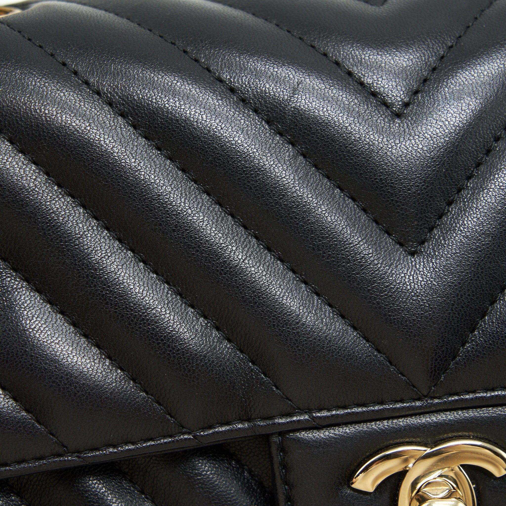 Chanel Chevron Mini Rectangular Flap Bag Lambskin Black L