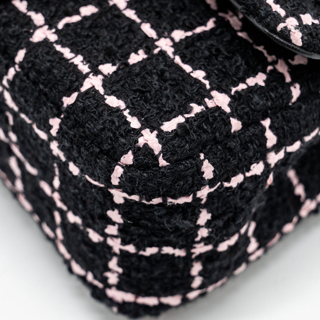 Chanel 23K Flower Bomb Mini Rectangular Flap Bag Tweed Black/Pink L (Microchip)