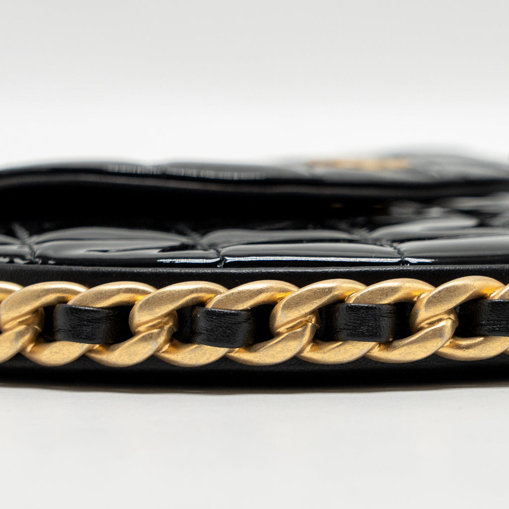 Chanel 23K Hoop Bag Patent Leather Black  (Microchip)