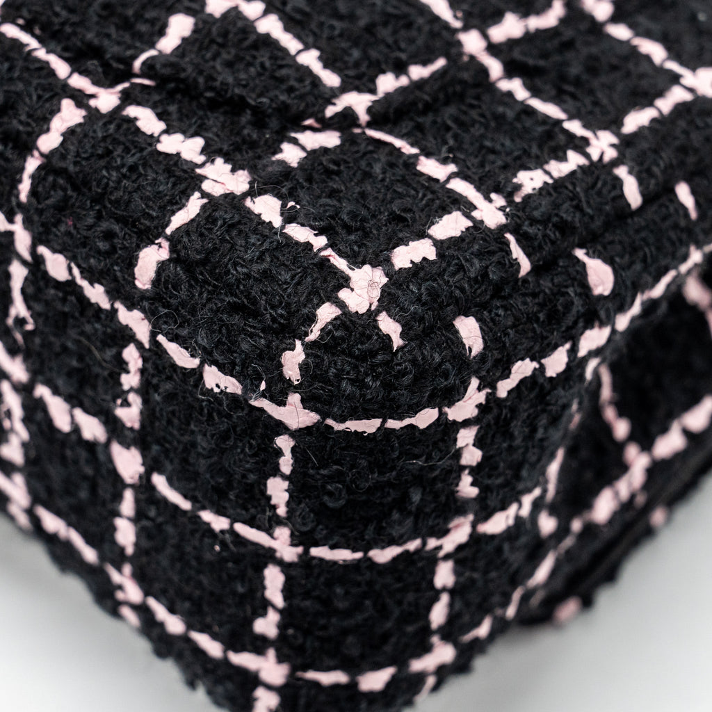Chanel 23K Flower Bomb Mini Rectangular Flap Bag Tweed Black/Pink L (Microchip)