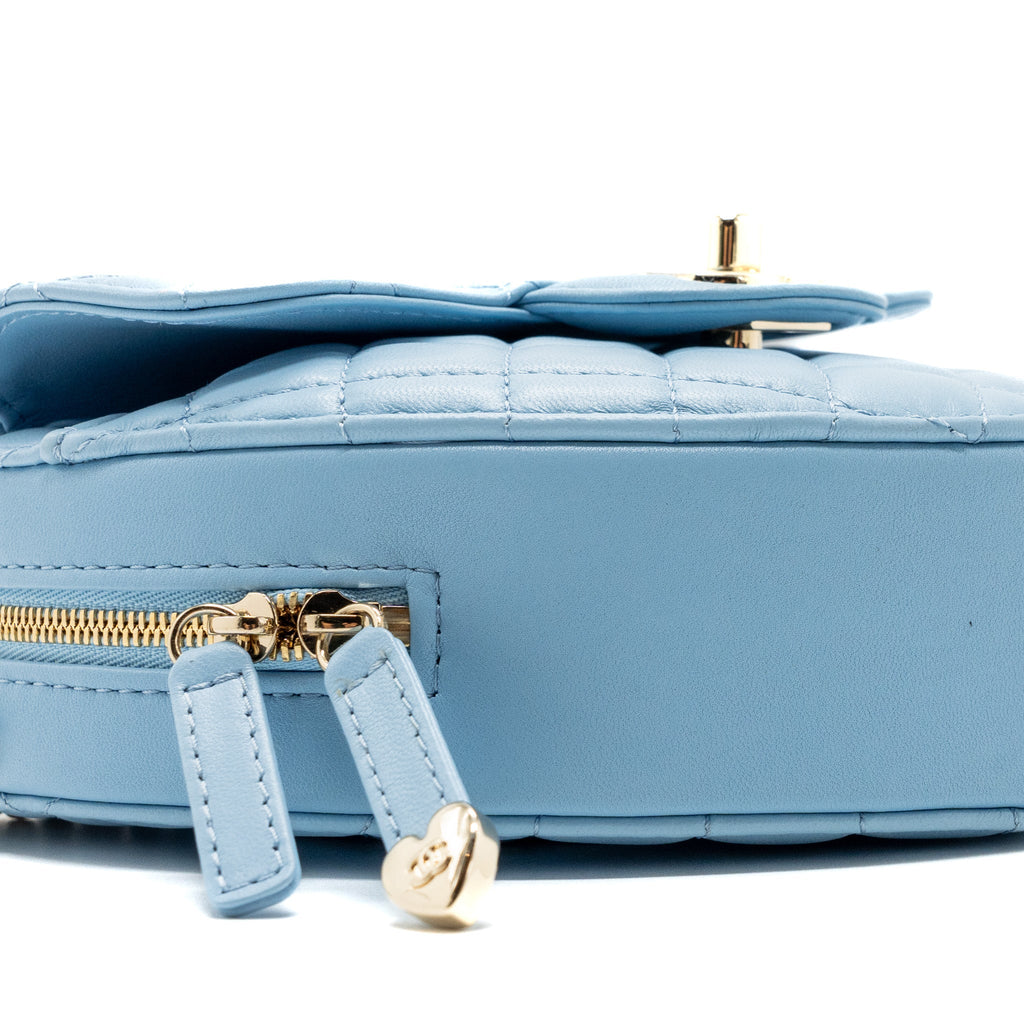 Chanel Heart Bag Lambskin Light Blue L (microchip)