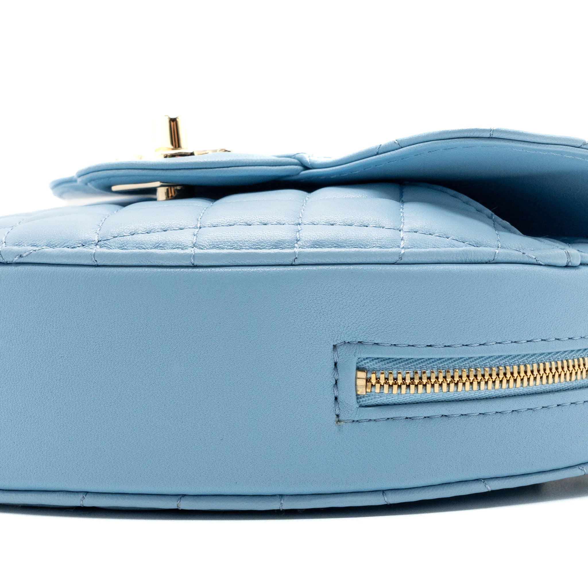 Chanel Heart Bag Lambskin Light Blue L (microchip)