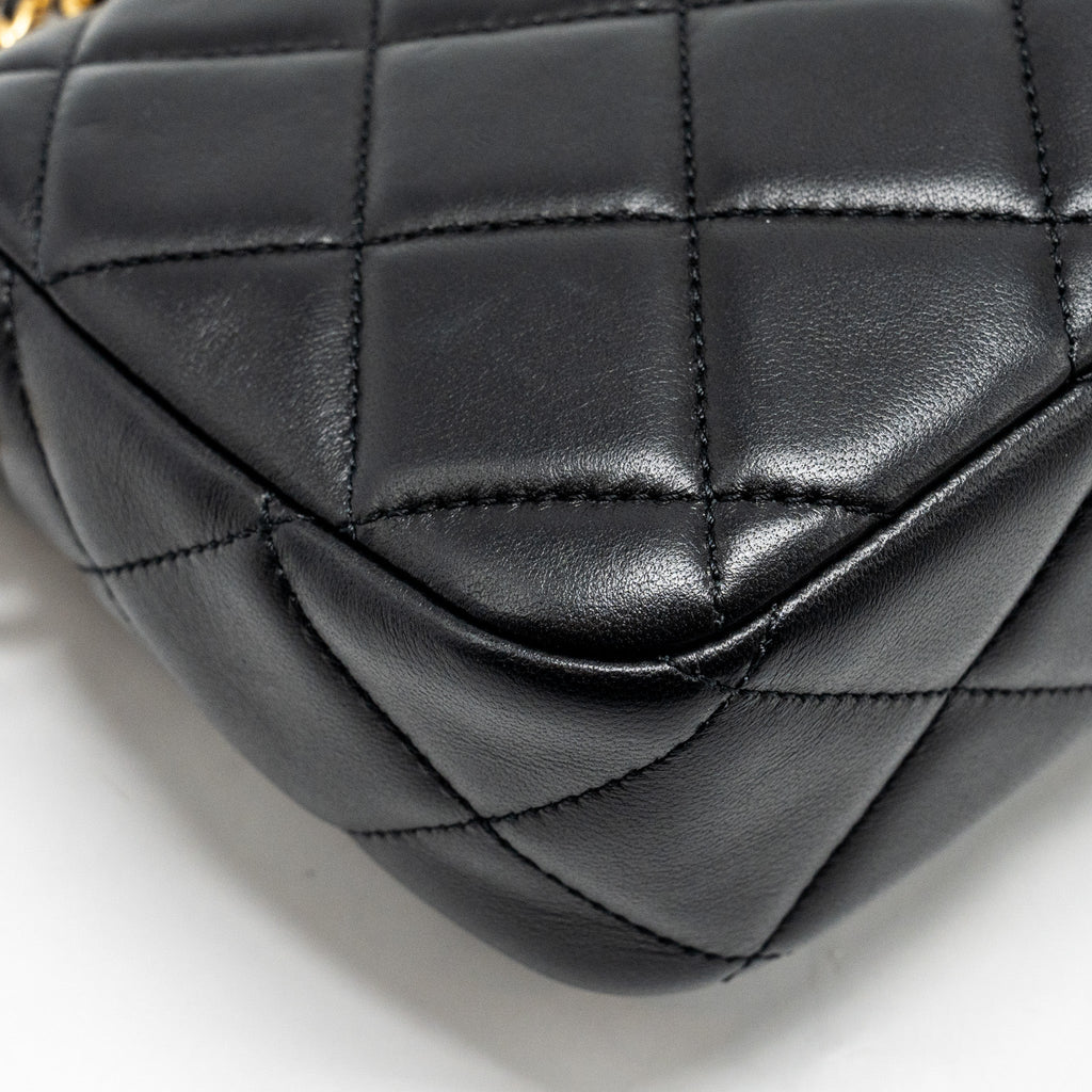 Chanel My Perfect Mini Flap Bag with Pearl Chain Lambskin Black  (Microchip)