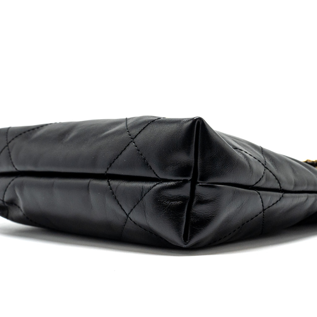 Chanel Mini 22 Bag Shiny Calfskin BLACK  (Microchip)