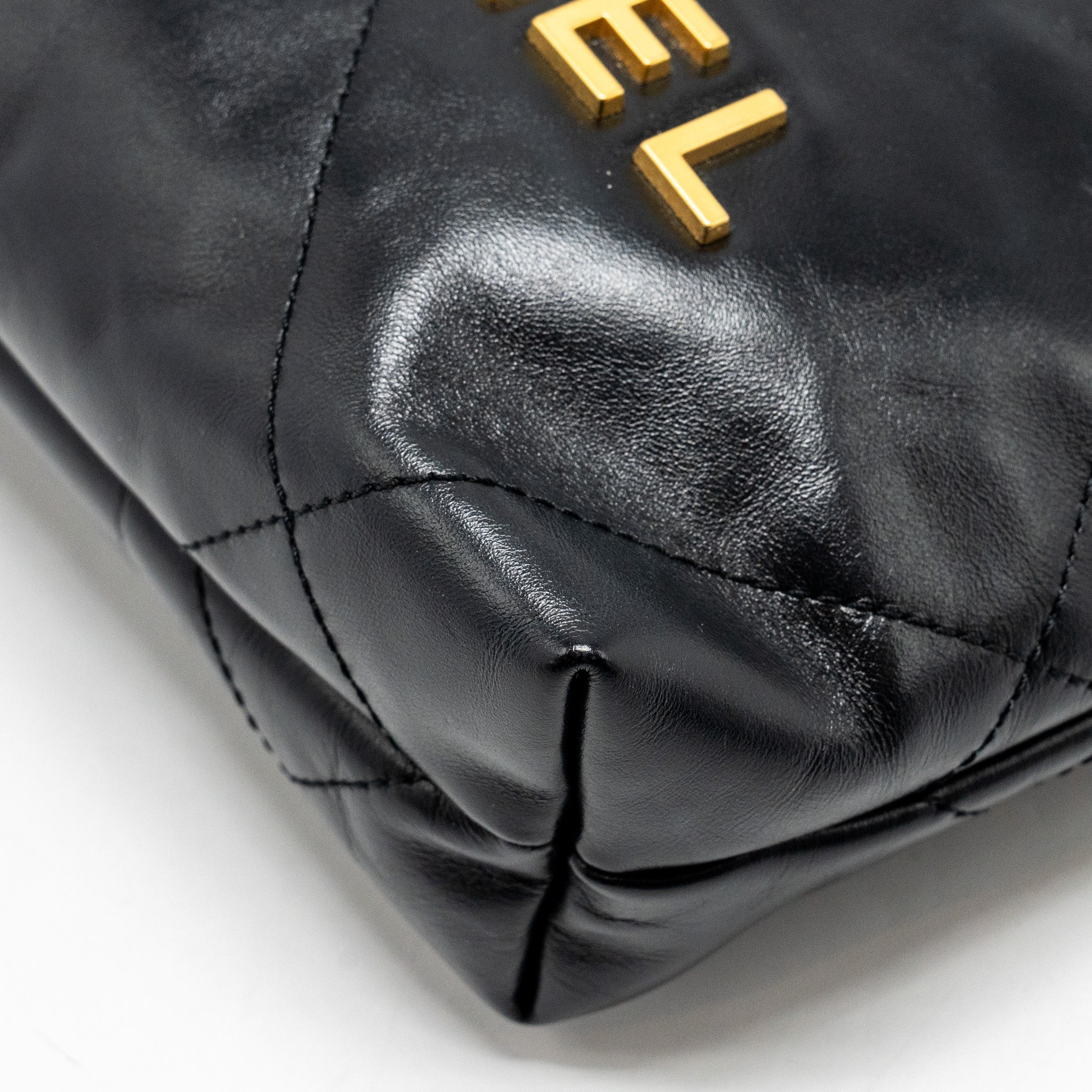 Chanel Mini 22 Bag Shiny Calfskin BLACK  (Microchip)