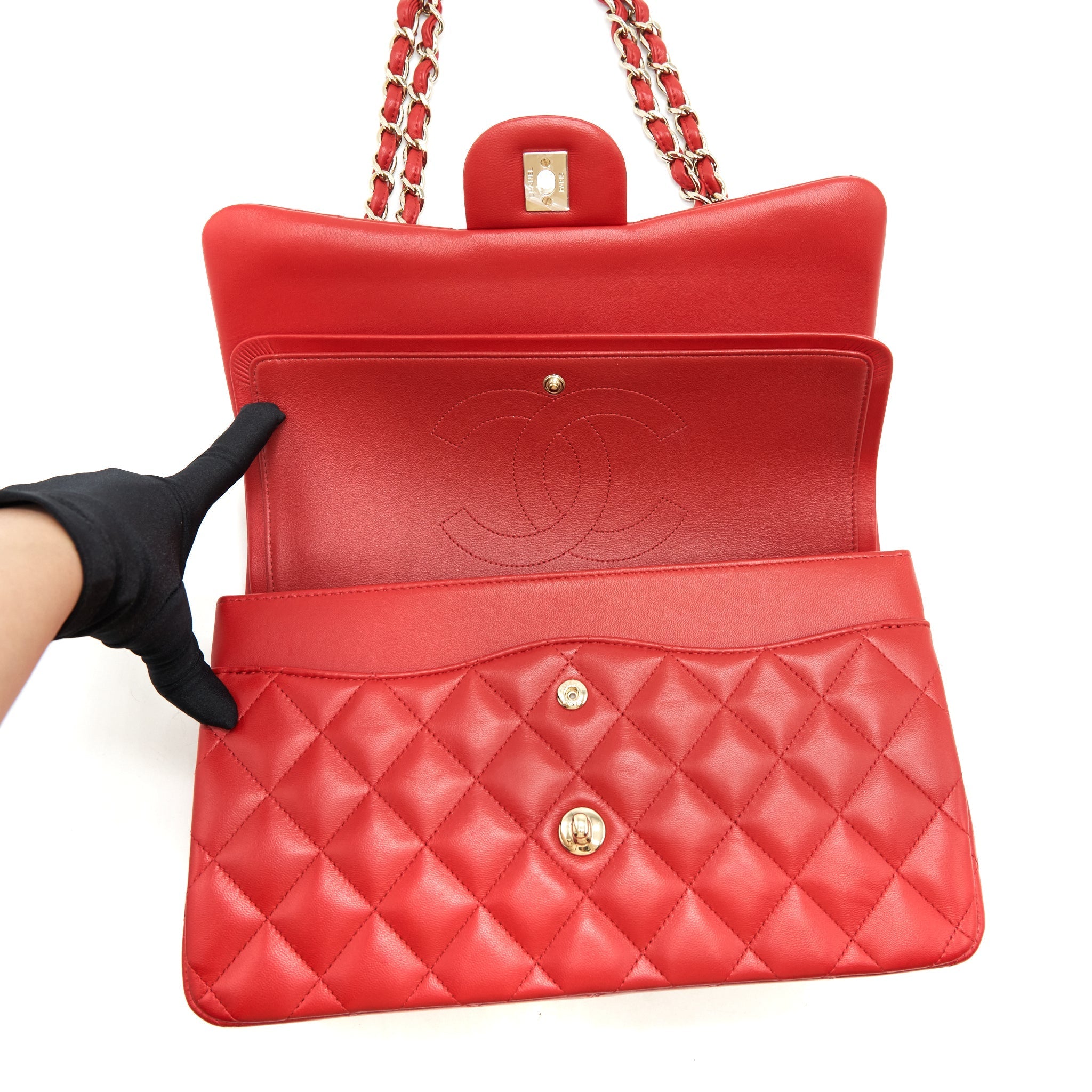 Chanel Classic Jumbo Double Flap Bag Lambskin Red L