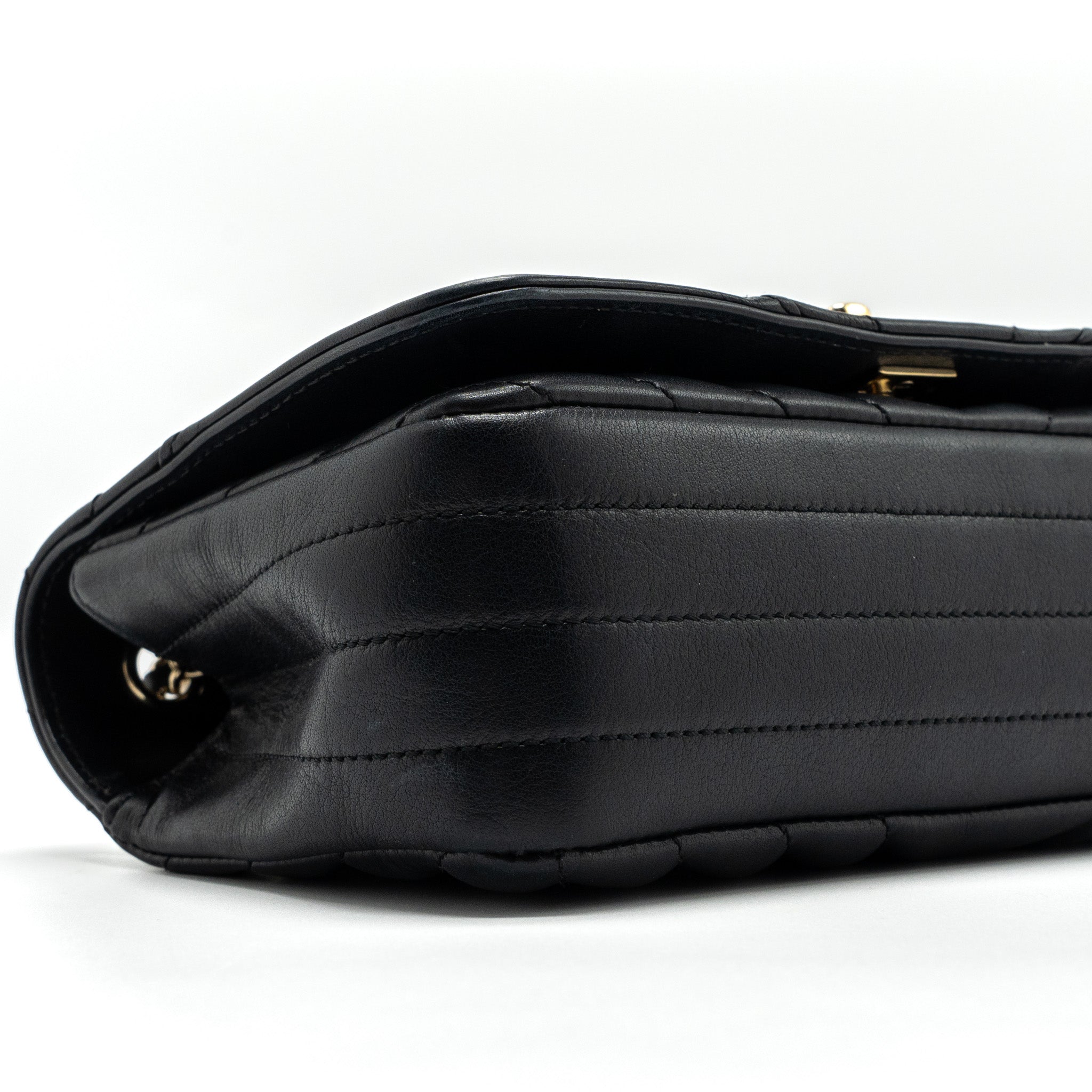 Chanel Chevron Flap Bag Calfskin Black