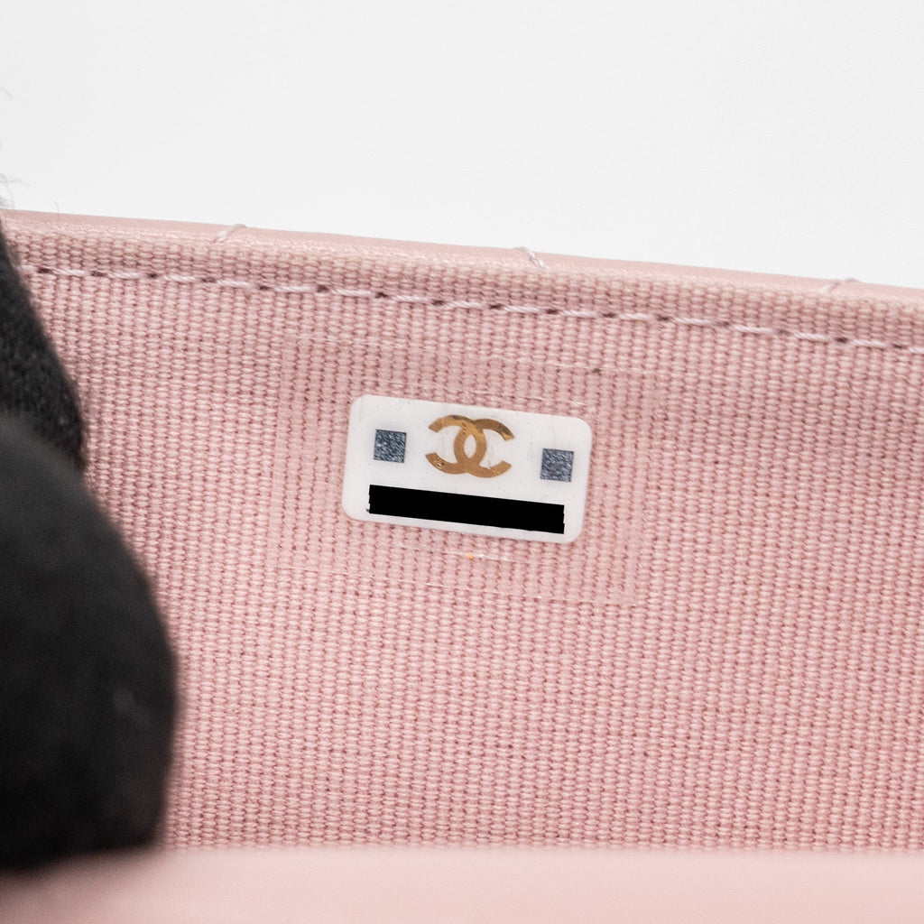 Chanel mini flap card holder with chain limited edition lambskin light pink  (microchip)