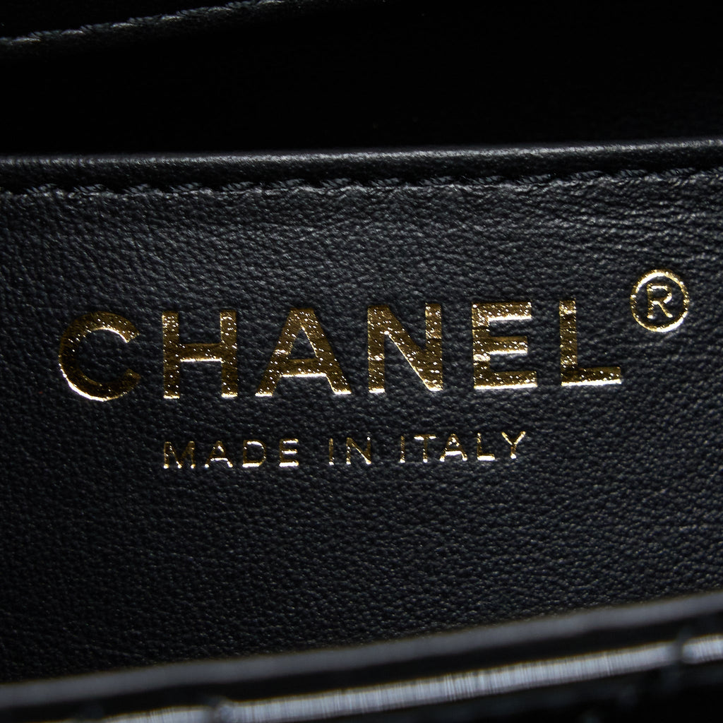 Chanel 22K Retro Classic New Square Mini Flap Bag Patent Black Brushed (Microchip)