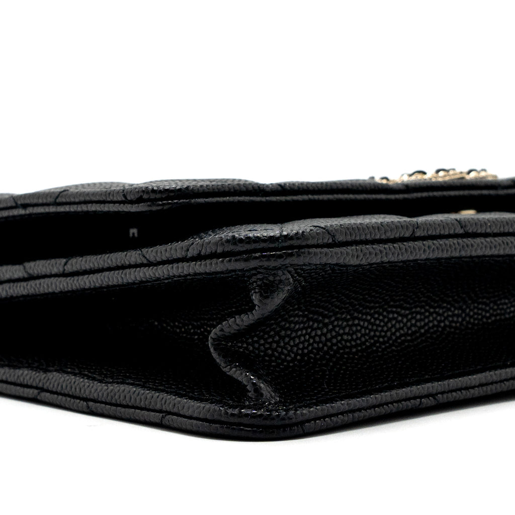 Chanel Detailed Logo Wallet On Chain Black Caviar L (microchip)