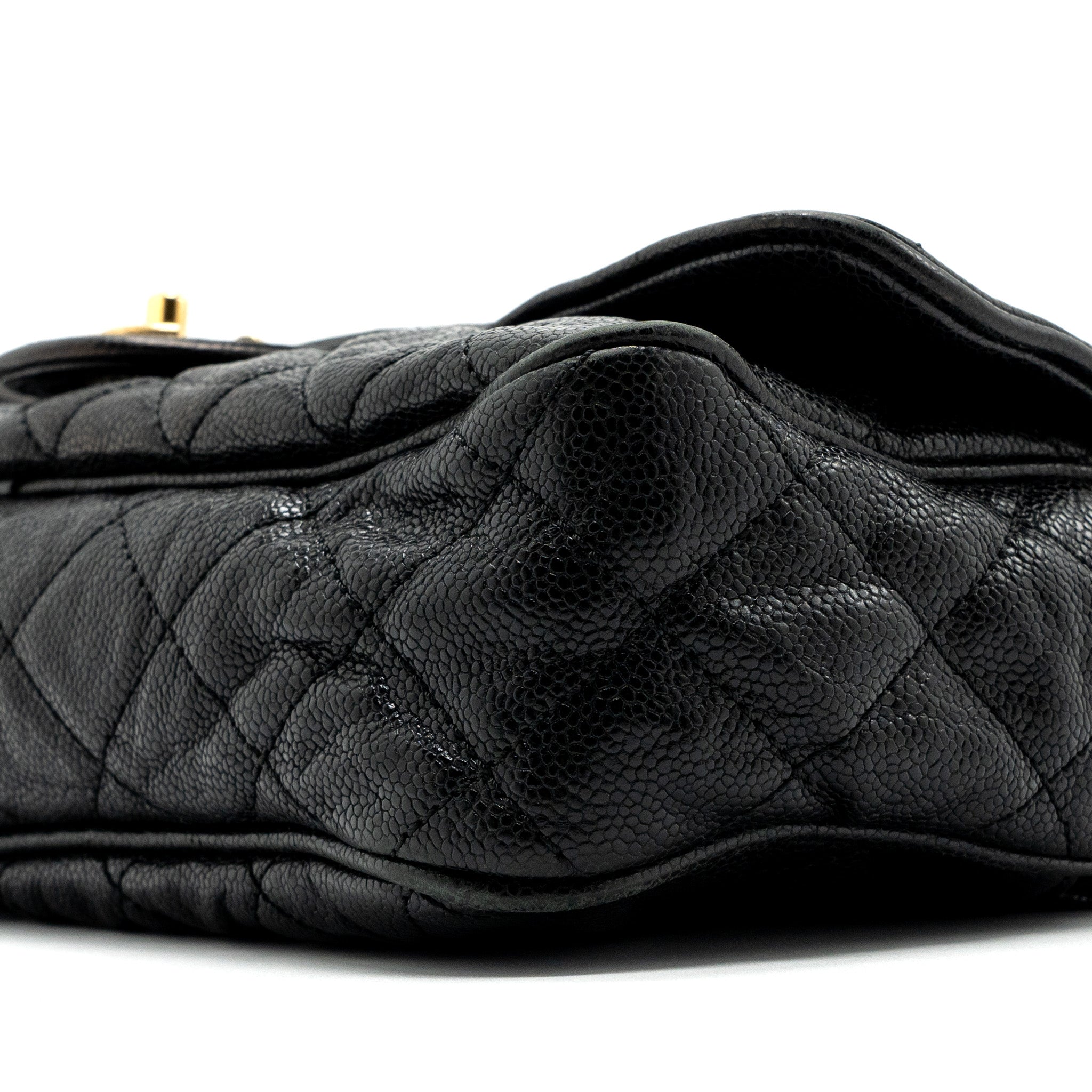 Chanel Large Flap Bag Grained Calfskin Black Brushed