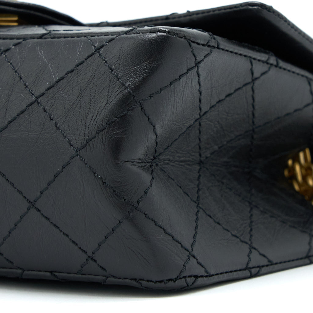 Chanel Mini 2.55 Reissue Flap Bag Aged Calfskin Black Brushed  (Microchip)