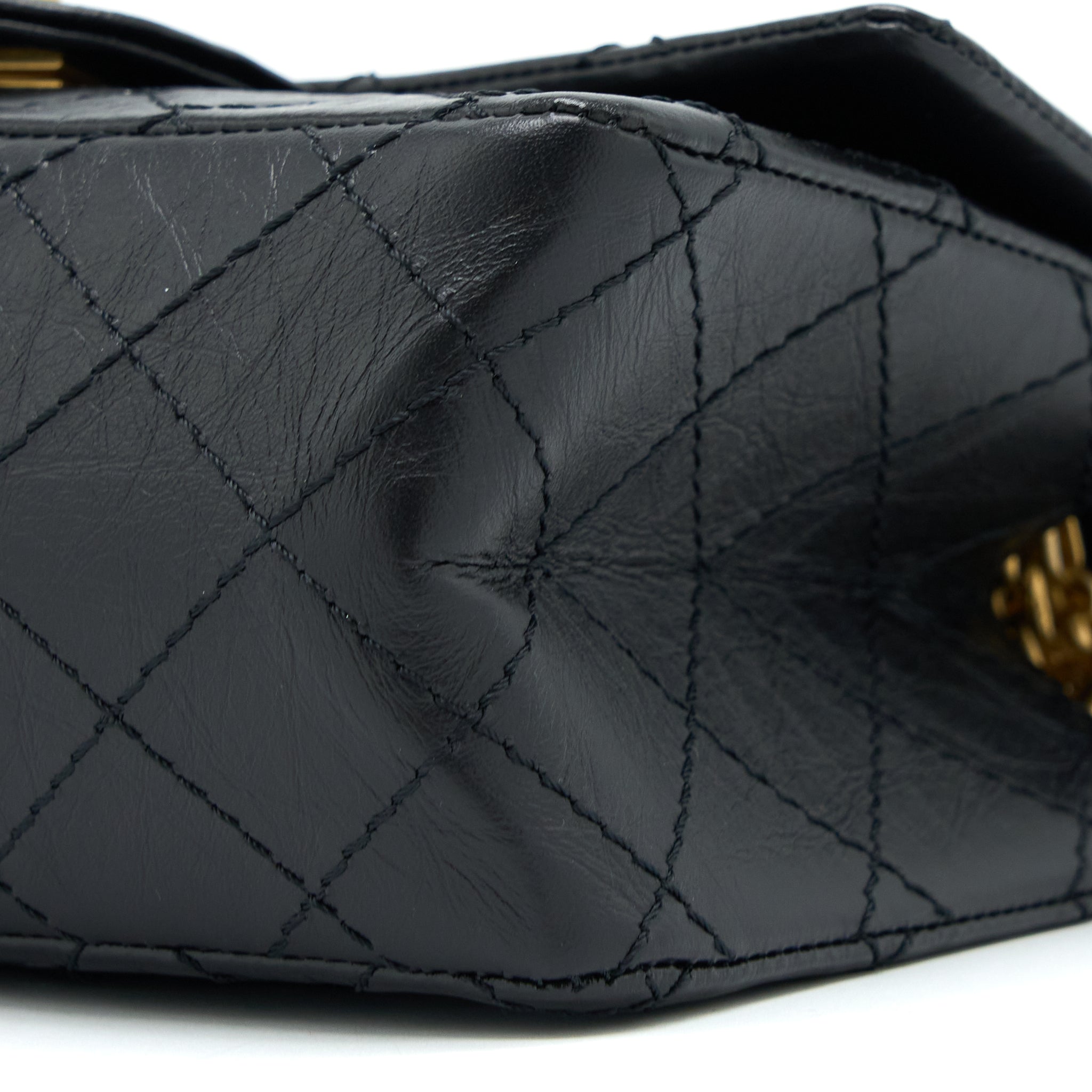 Chanel Mini 2.55 Reissue Flap Bag Aged Calfskin Black Brushed  (Microchip)