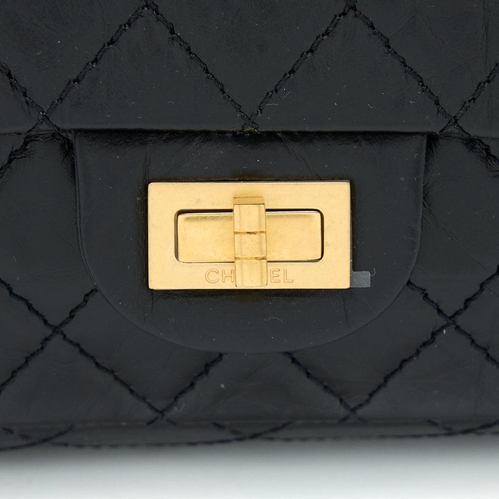 Chanel Mini 2.55 Reissue Flap Bag Aged Calfskin Black Brushed  (Microchip)