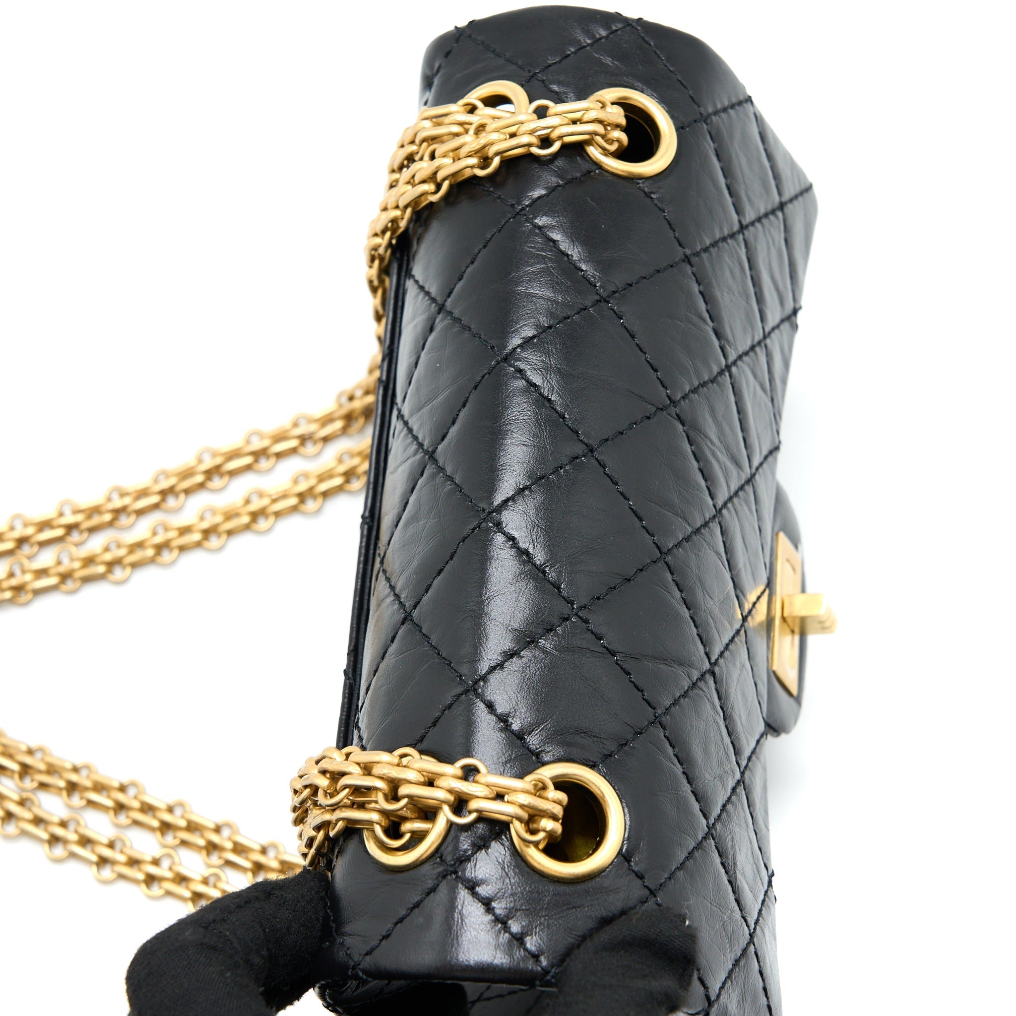 Chanel Mini 2.55 Reissue Flap Bag Aged Calfskin Black Brushed  (Microchip)
