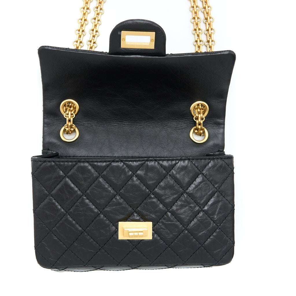 Chanel Mini 2.55 Reissue Flap Bag Aged Calfskin Black Brushed  (Microchip)