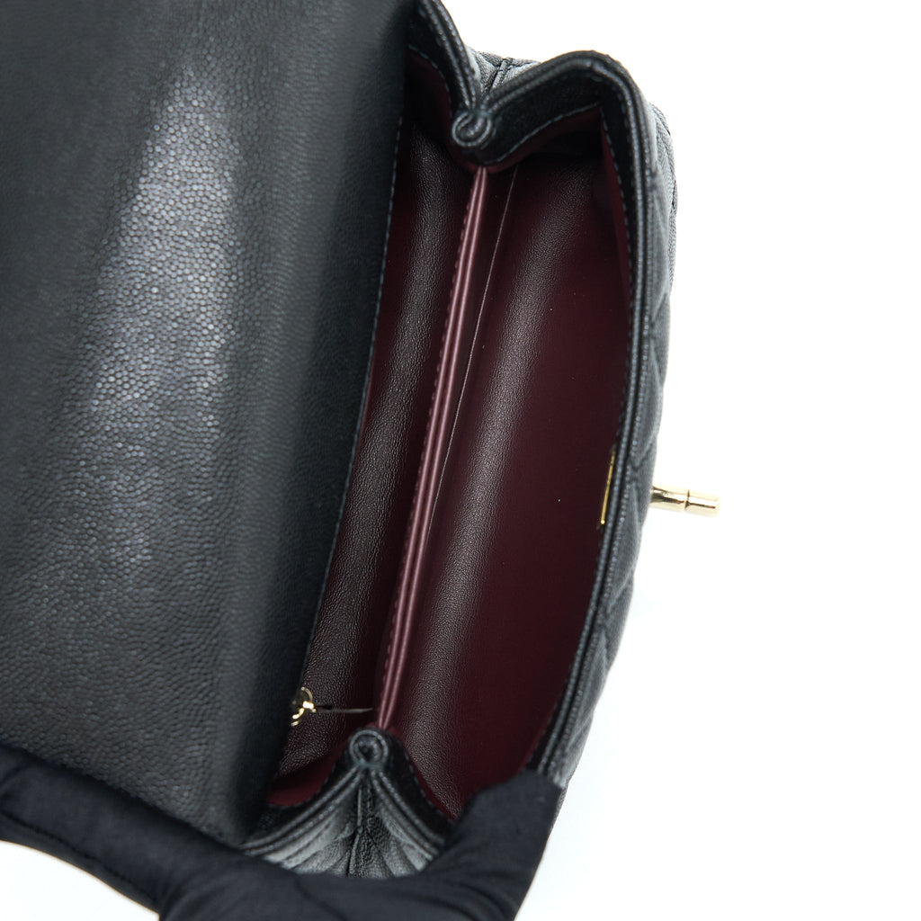 Chanel Small Coco Handle Caviar Black L (Microchip)