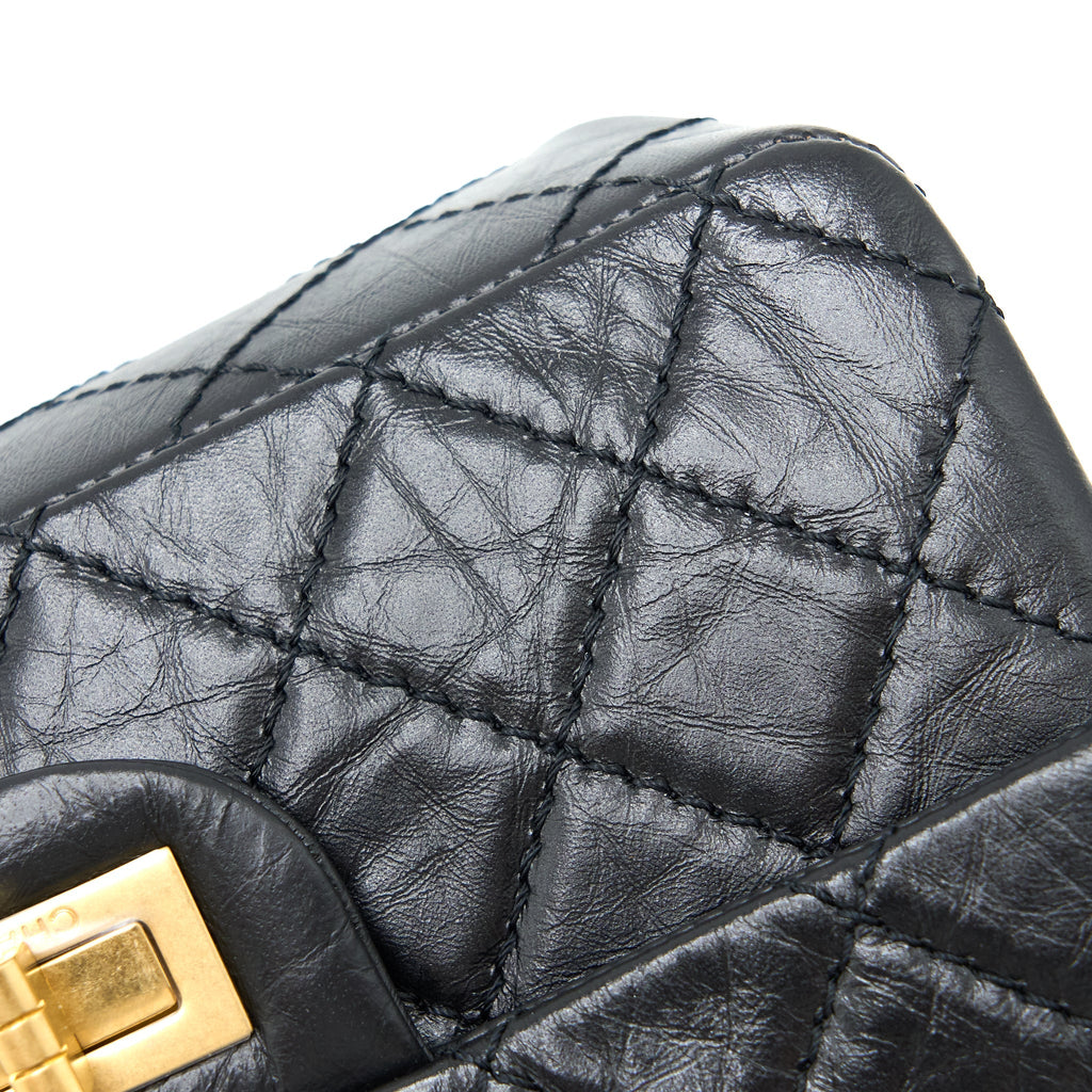 Chanel Mini 2.55 Reissue Flap Bag Aged Calfskin Black Brushed  (Microchip)
