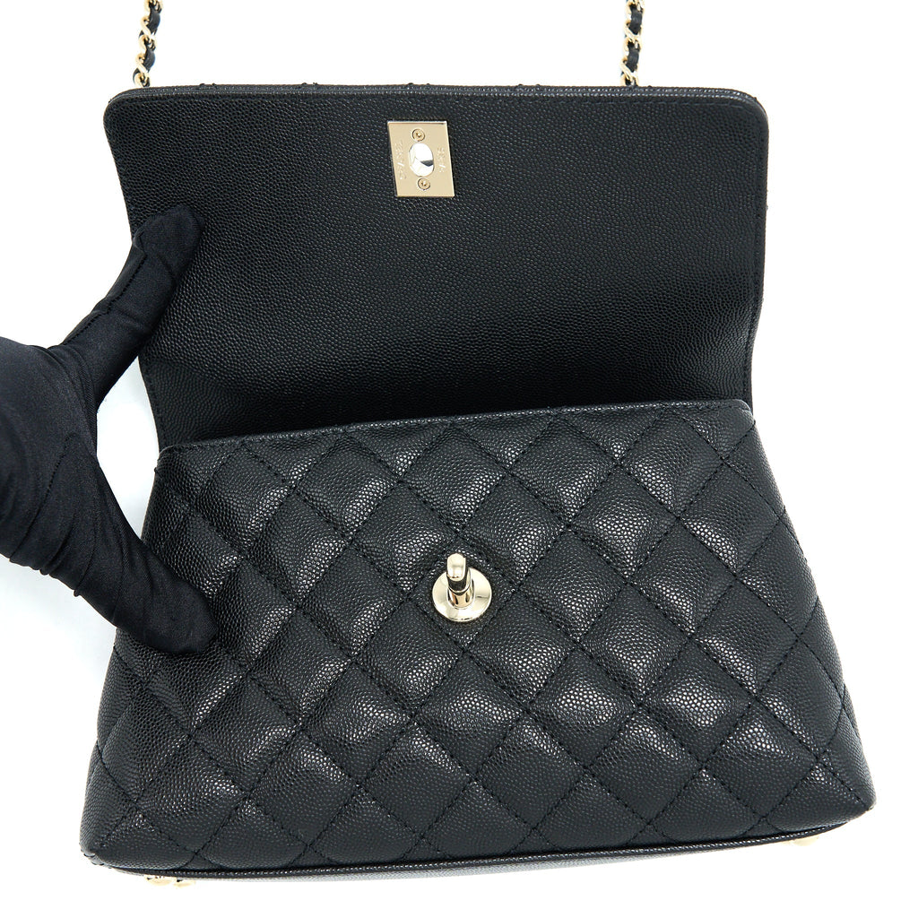 Chanel Small Coco Handle Caviar Black L (Microchip)