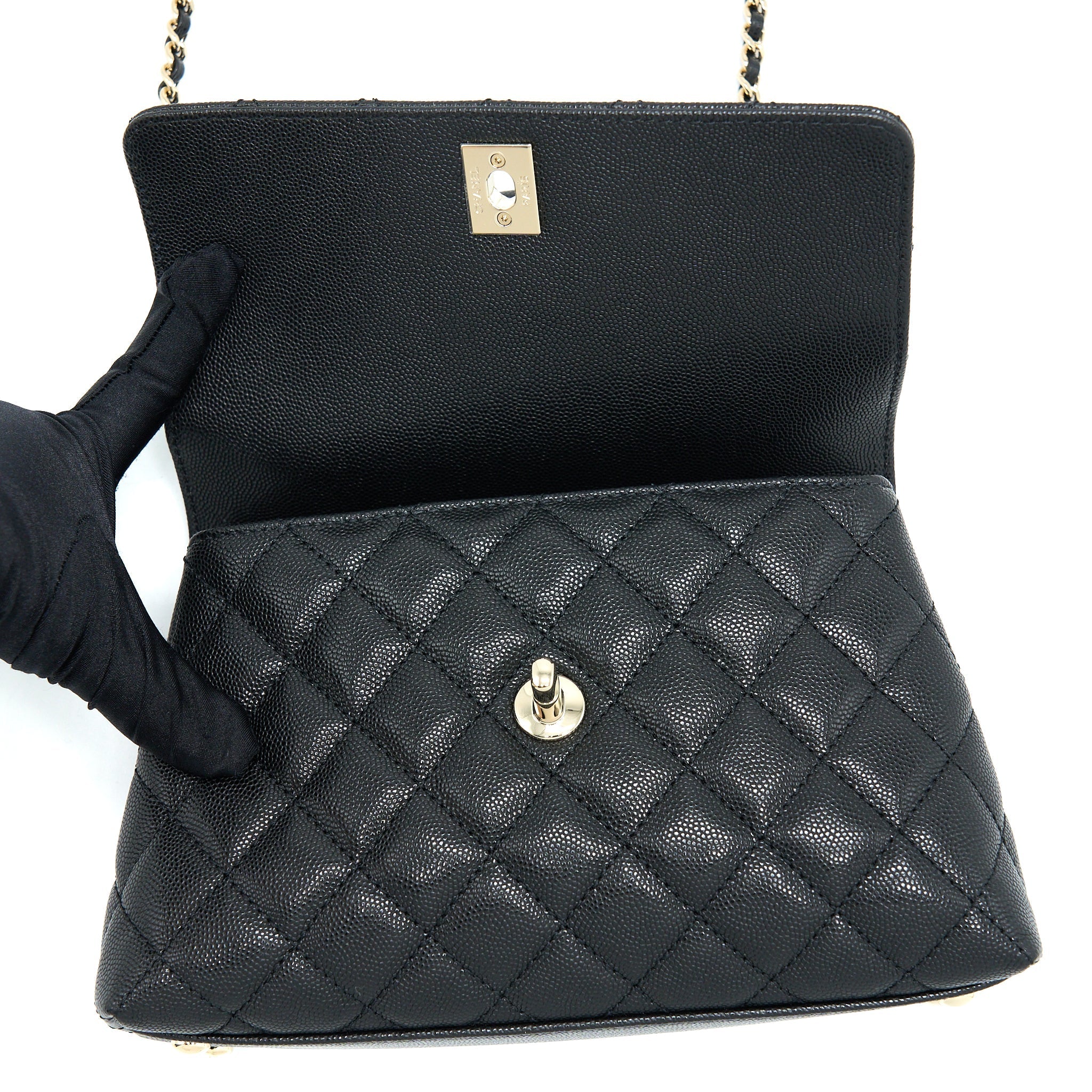 Chanel Small Coco Handle Caviar Black L (Microchip)