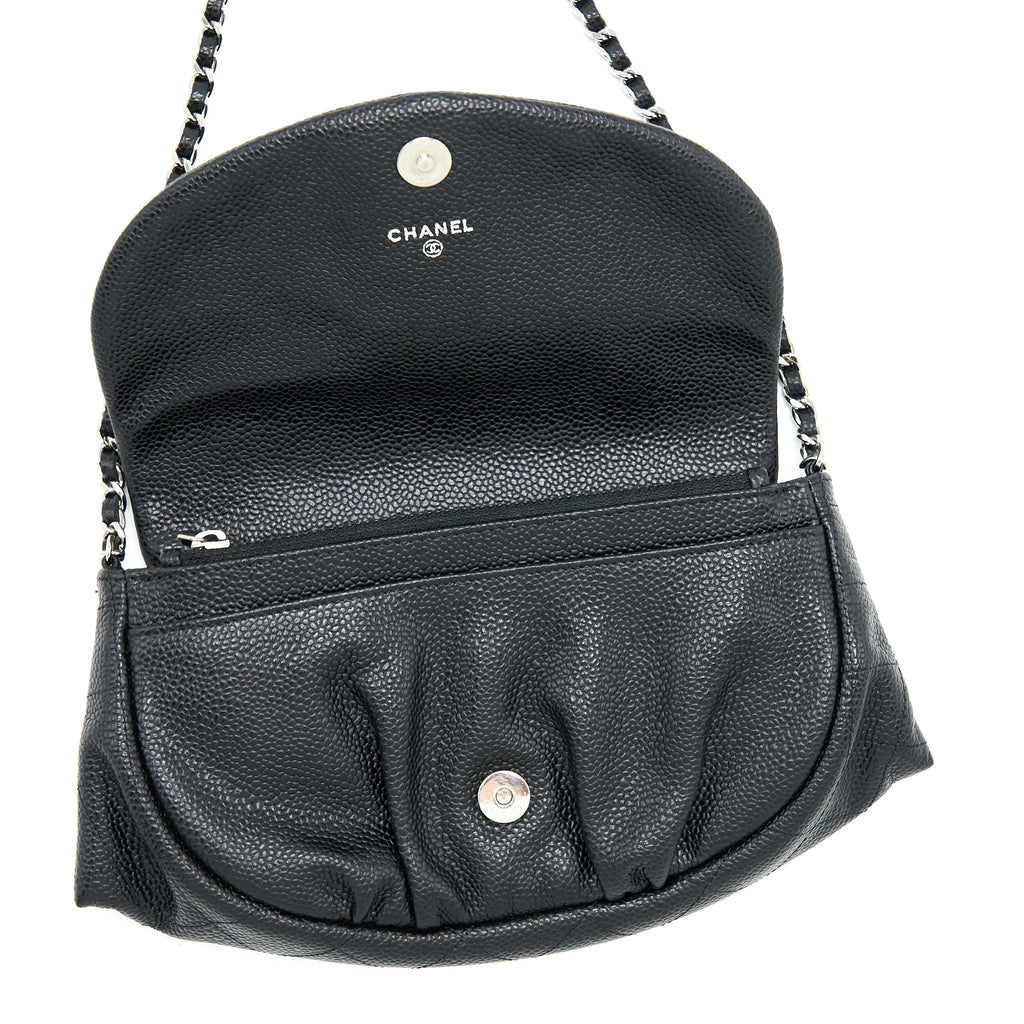 Chanel Half Moon Wallet On Chain Caviar Black