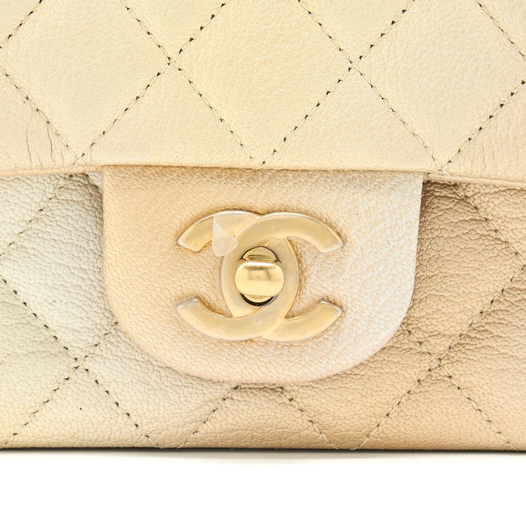 Chanel 22C Mini Rectangular Flap Bag Goatskin Ombre Beige Brushed (Microchip)