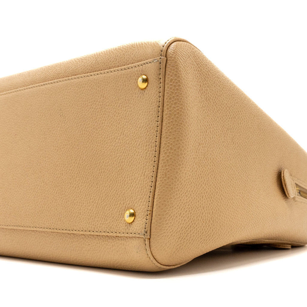 Chanel Vintage Tote Bag Caviar Beige