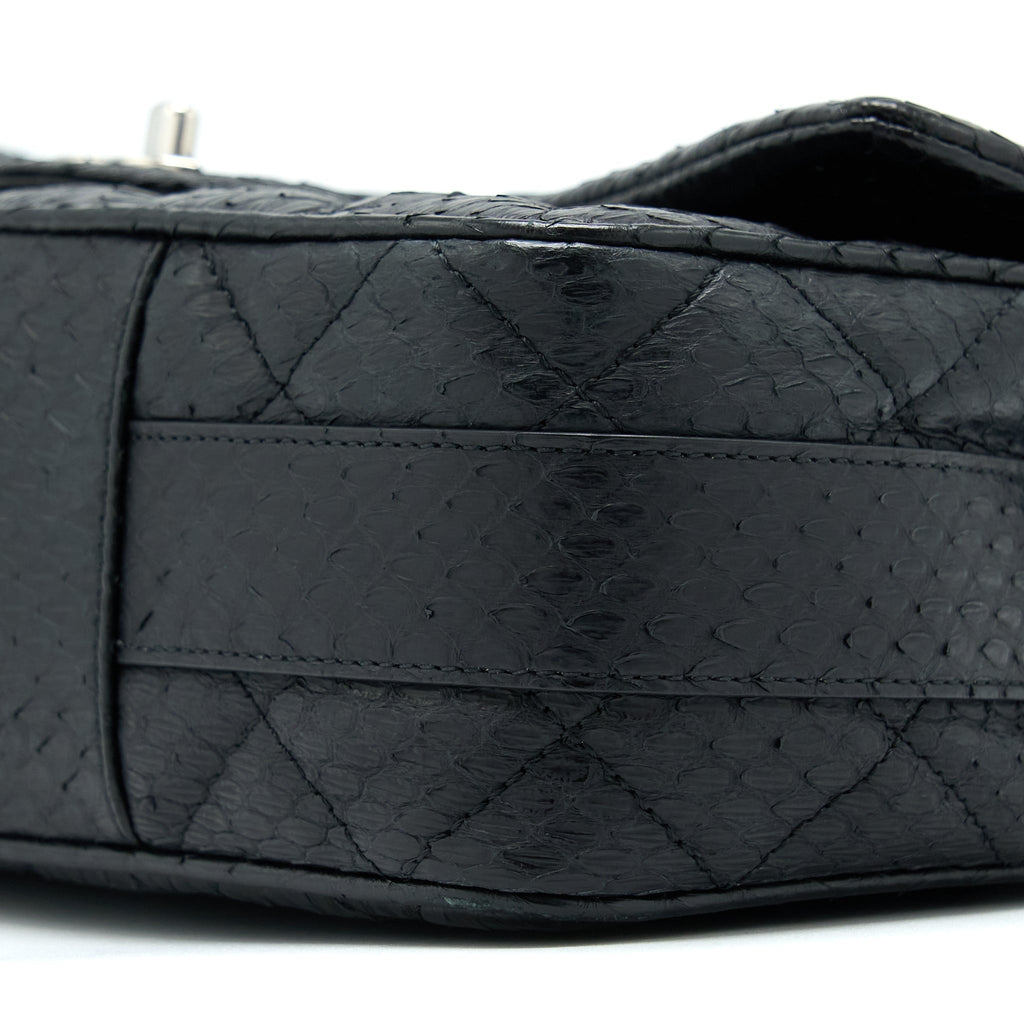 Chanel Top Handle Flap Bag Python Black