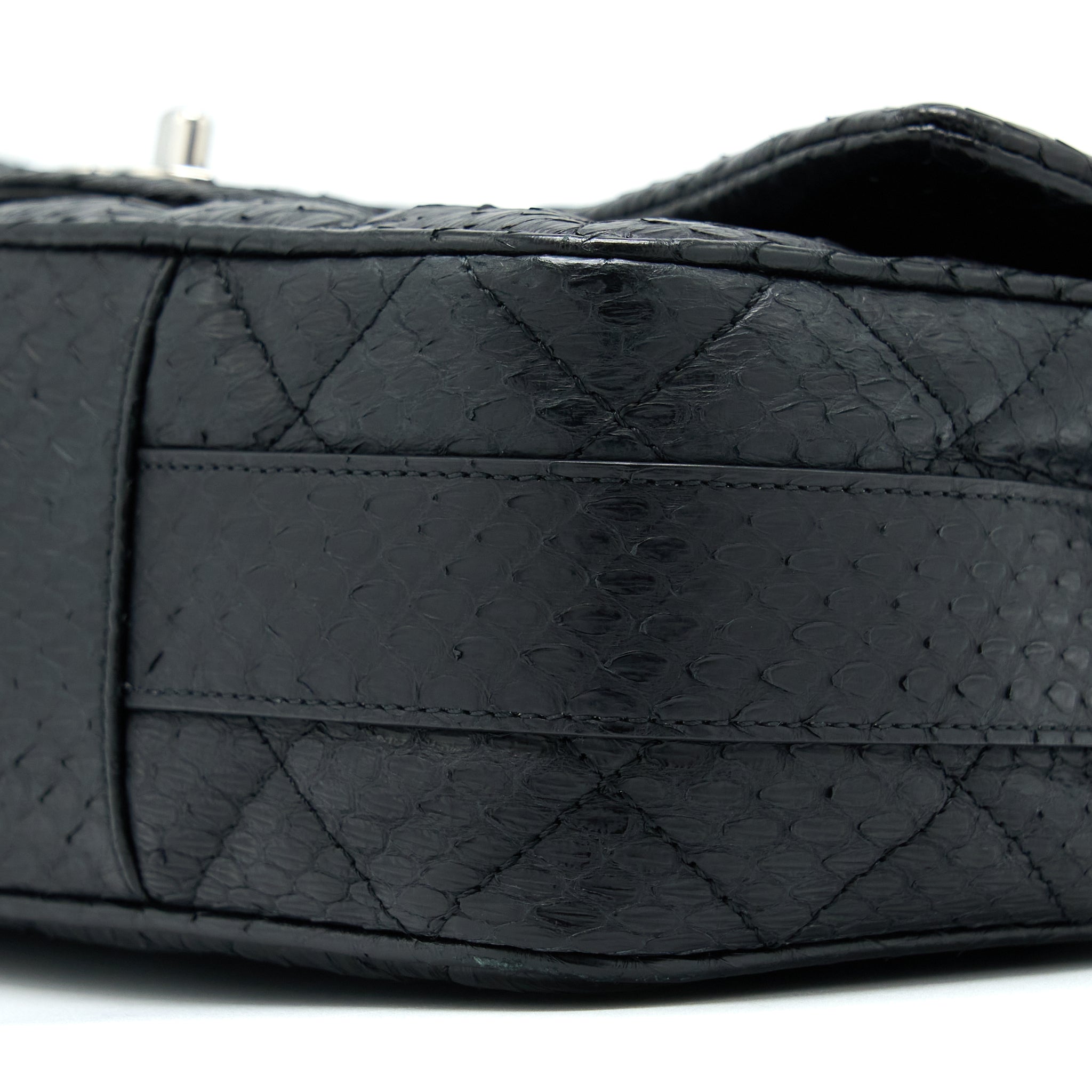 Chanel Top Handle Flap Bag Python Black
