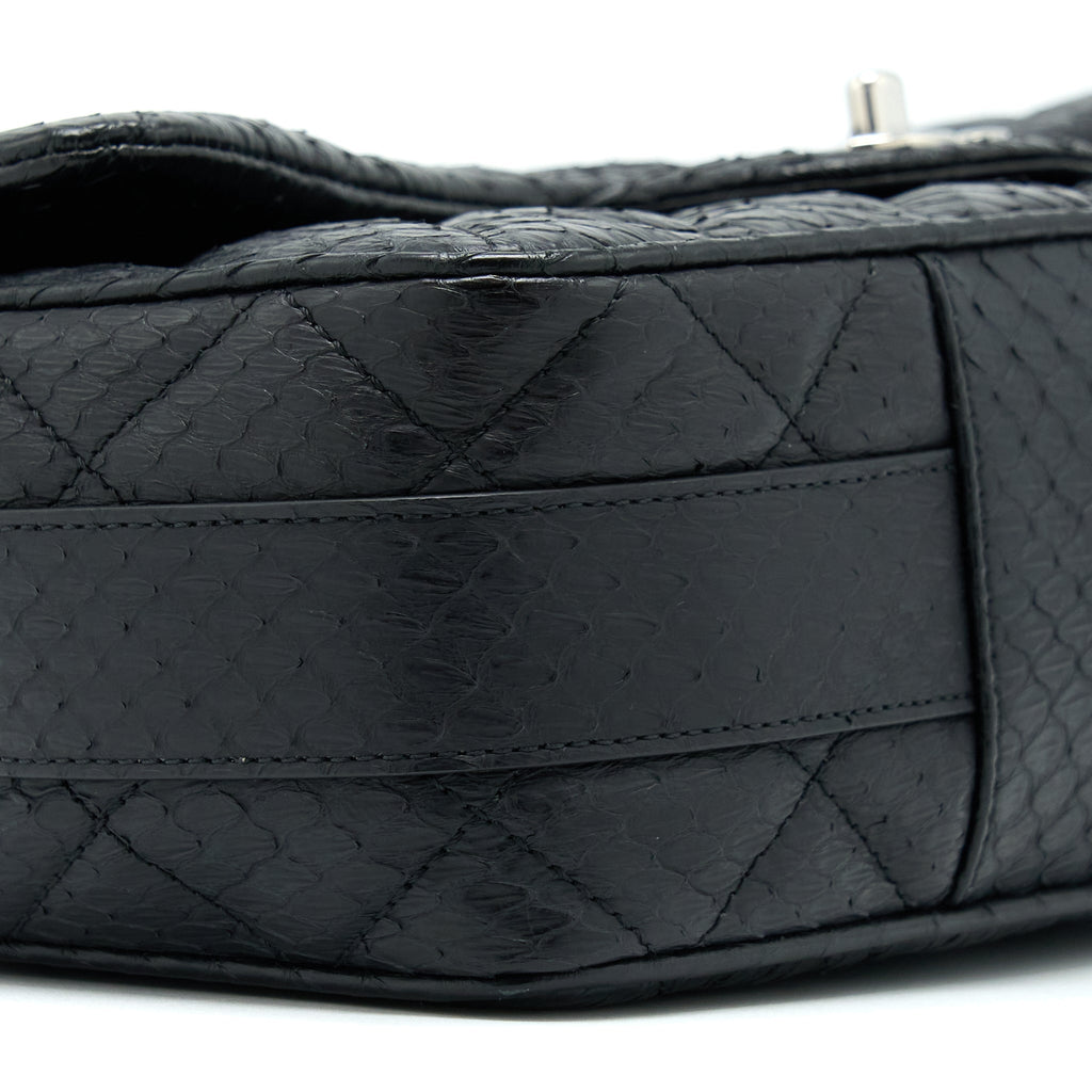 Chanel Top Handle Flap Bag Python Black