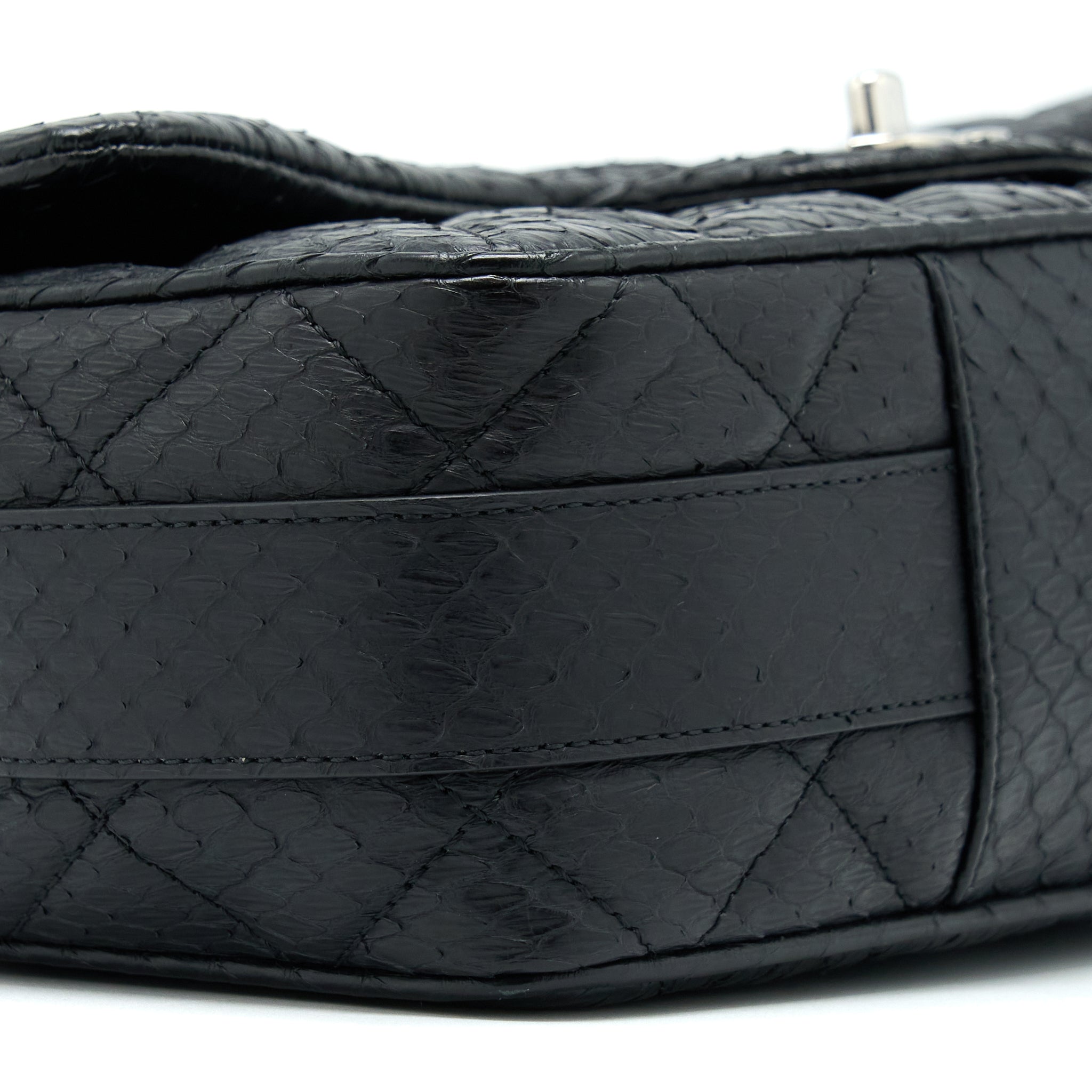 Chanel Top Handle Flap Bag Python Black