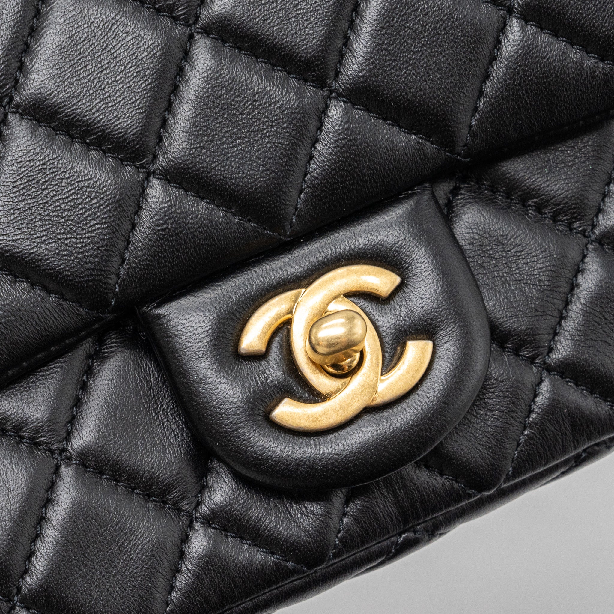 Chanel Pearl Crush Mini Rectangular Flap Bag Lambskin Black