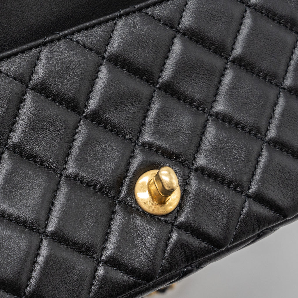 Chanel Pearl Crush Mini Rectangular Flap Bag Lambskin Black