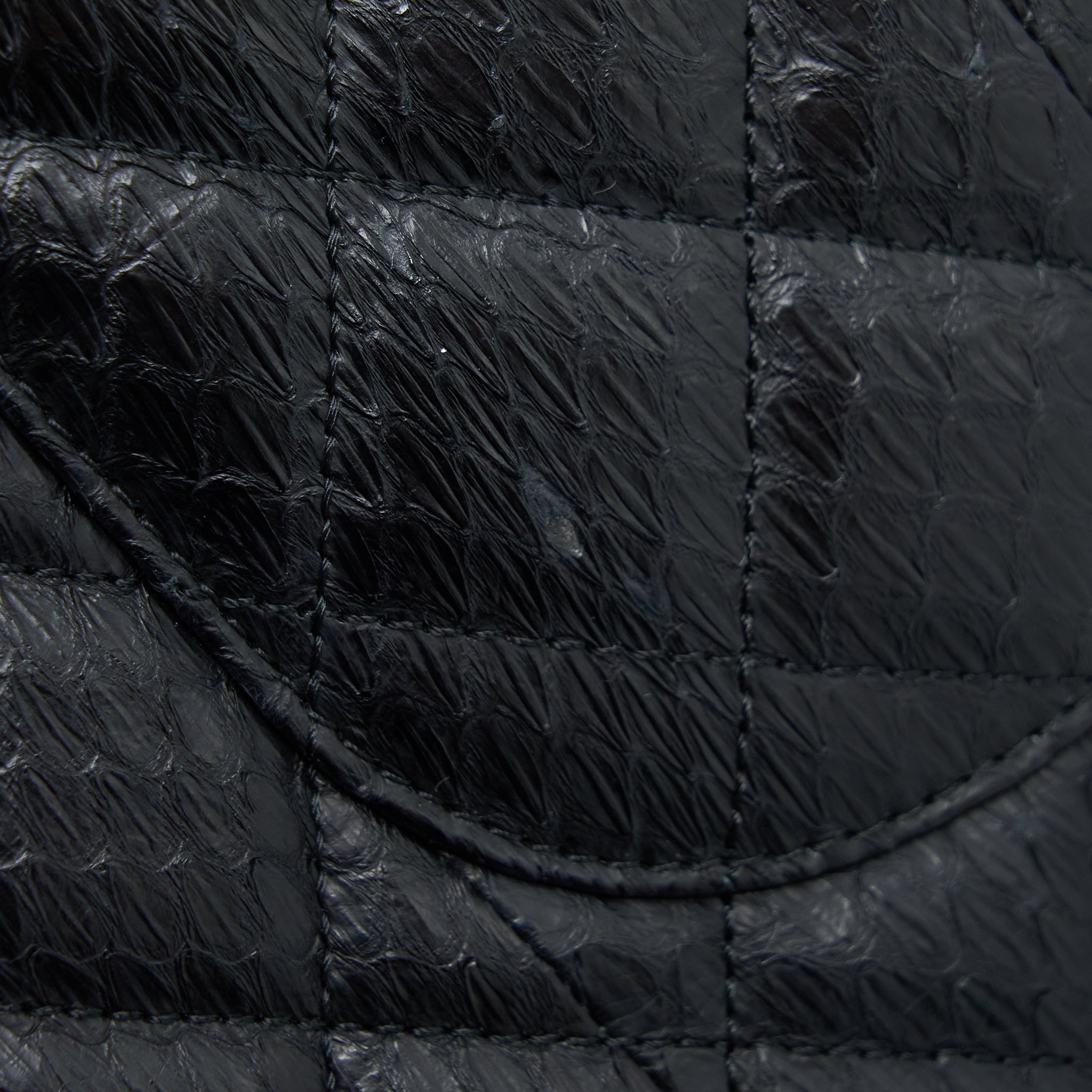 Chanel Top Handle Flap Bag Python Black
